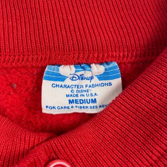 Vintage Disney Mickey Mouse Red Button Collar 80s Henley Sweatshirt Size Medium - Picture 5 of 7